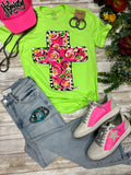 Callie Ann Stelter Pink Floral Cross Tee