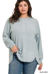 CURVY HENLEY PLACKET SWEATER