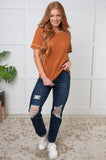 Heartbreaker Waffle Knit Tee in Chestnut