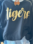 "Tigers" Gold Metallic Puff Sweatshirt