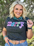 MERRY IN COLORFUL GLITTER TEE