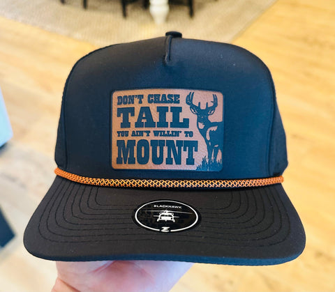 Dont Chase Tail on a Black Rope Hat