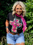 Callie Ann Stelter Pink Floral Cross Tee