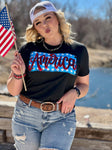 America on Stars in Red Metallic Puff Tee