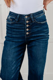 Janice High Rise Button Fly Wide Leg Crop Jeans