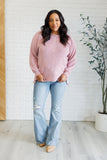 Keeping it Real Brushed Melange Hacci Long Sleeve Tee in Light Rose