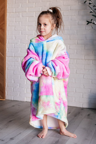 Kids Oversized Hoodie Blanket in Rainbow