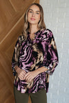 Lizzy Top in Purple and Taupe Animal Print