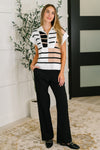 Lonely Traveler Striped Quarter Zip Vest in White