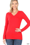 ZENANA MICROFIBER LONG SLEEVE V-NECK TEE