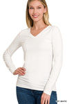 ZENANA MICROFIBER LONG SLEEVE V-NECK TEE