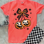 Neon Jack-O-Lantern Cherries Graphic Tee