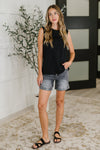 New Normal Pleat Detail Sleeveless Top in Black