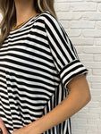 No Stopping It Striped Oversized Top