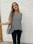 No Stopping It Striped Oversized Top