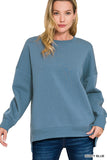 FLEECE HI-LOW BOYFRIEND SWEATSHIRTS WITH POCKET