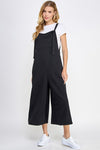 Curvy TEXTURED CROPPED OVERALL PANTS