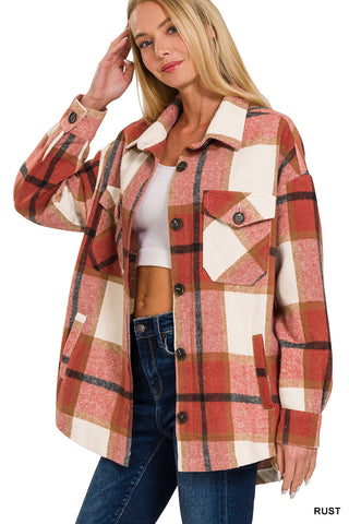 OVERSIZED YARN DYED PLAID SHACKET