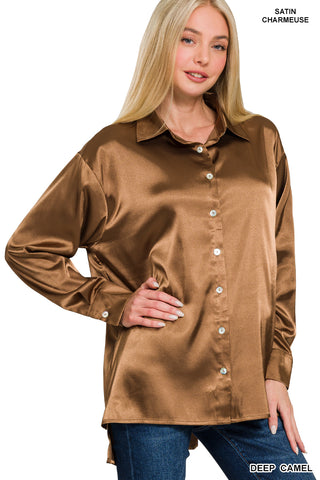 SATIN BUTTON DOWN SHIRTS