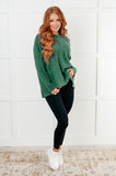 Simple Silhouette Brushed Hacci Sweater in Dark Green