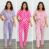 PREORDER: Button Front Pajama Pant Set in Three Prints