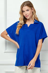 Curvy Textured Drop Shoulder w/Collar TOP
