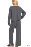 WASHED FRENCH TERRY ROUND NECK PULLOVER & PANTS SET