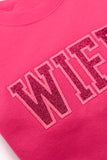 Embroidered Wifey Glitter Sweatshirt in Four Colors