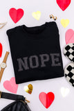 Embroidered Nope Glitter Sweatshirt in Four Colors