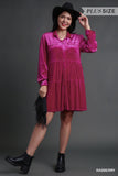 CURVY RASBERRY VELVET DRESS