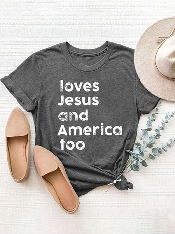 LOVES JESUS AND AMERICA TOO TEE