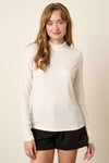 RIB MOCK NECK LONG SLEEVE KNIT TOP