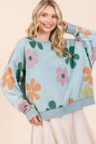 MINERAL WASH FLOWER PRINT FRENCH TERRY SWEATSHIRT