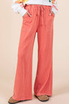 MINERAL WASH FRENCH TERRY WIDE LEG PANTS