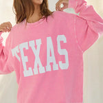 TEXAS Graphic Washed Ribbed Oversized Top