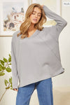 CURVY V Neck Long Sleeve Top