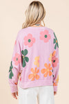 MINERAL WASH FLOWER PRINT FRENCH TERRY SWEATSHIRT