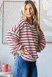 Winter Striped with Floral Patches Sweatshirt