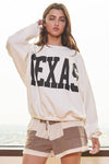 'TEXAS' Print Oversized Sweatshirt