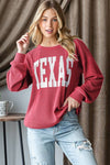 LONG SLEEVE SOLID URBAN RIBBED LETTERING TOP