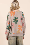 MINERAL WASH FLOWER PRINT FRENCH TERRY SWEATSHIRT