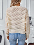 Cable-Knit Round Neck Long Sleeve Sweater