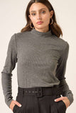 RIB MOCK NECK LONG SLEEVE KNIT TOP