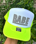 Checkered Babe DTF Printed Neon Yellow & White Trucker Hat