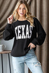 LONG SLEEVE SOLID URBAN RIBBED LETTERING TOP