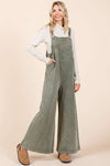 MINERAL WASH BUTTONED STRAP JUMPSUIT OVERALLS