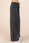 MINERAL WASH FRENCH TERRY WIDE LEG PANTS