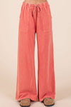 MINERAL WASH FRENCH TERRY WIDE LEG PANTS