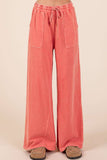 MINERAL WASH FRENCH TERRY WIDE LEG PANTS