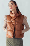Stand Collar Relaxed Cropped Puffer Vest